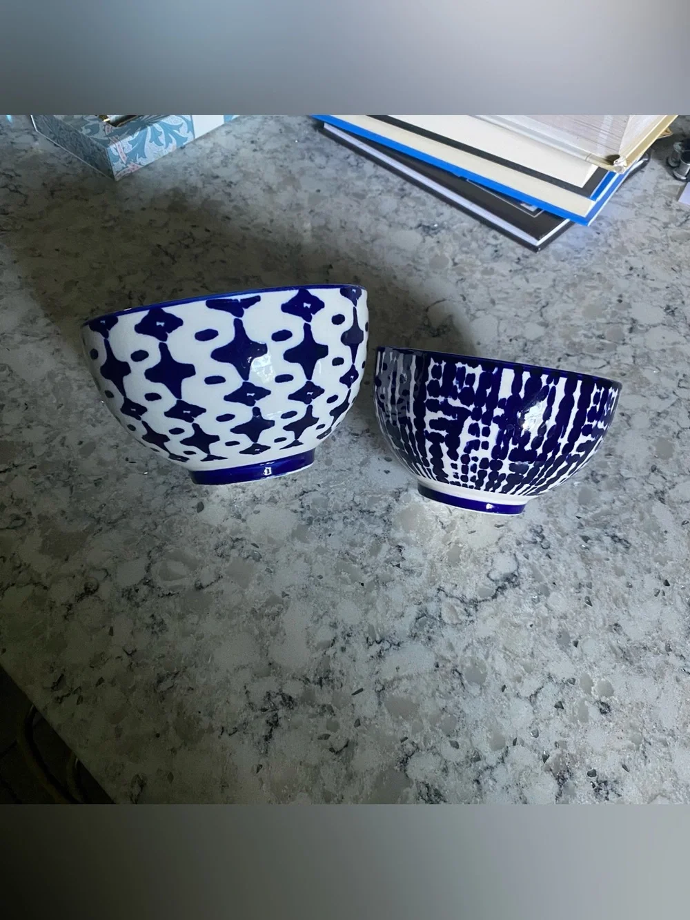 West Elm Blue indigo tie-dye Nesting Bowl set of 2